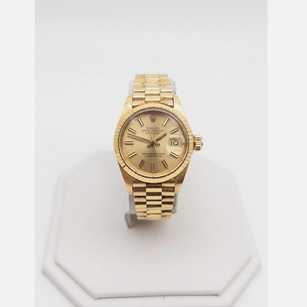 ROLEX DATEJUST Champagne PRESIDENT 18k Yellow Gold Ladies Watch